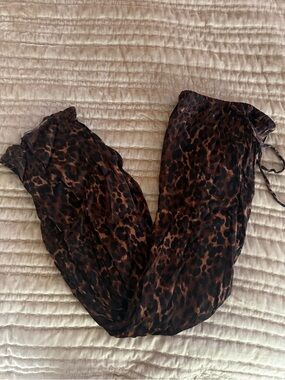 Topshop Brown and Black Leopard Print Wide-Leg Pants